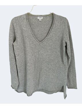 J.Crew Womens Grey V-Neck Lightweight Knit Sweater XS Cotton Wool Blend